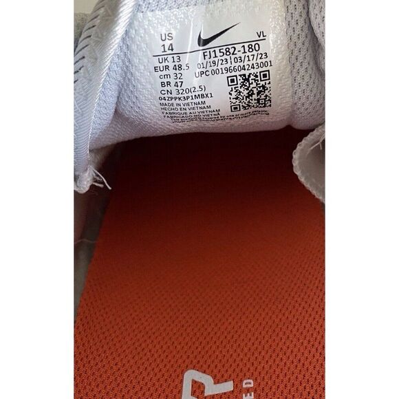 Nike Vapor Edge Speed 360 2 White Orange Football Cleats FJ1582-180 Men’s Sz 14 - Picture 13 of 13